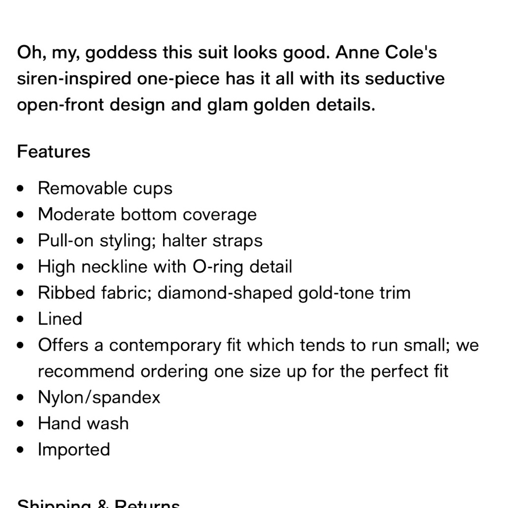 🍷ANNE COLE Studio Oh My Goddess One Piece Red Gold Halter Swimsuit - Picture 4 of 9